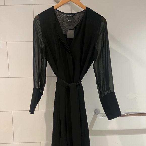 CLUB MONACO Shirttail Belted Black Dress size SMALL - Picture 6 of 7